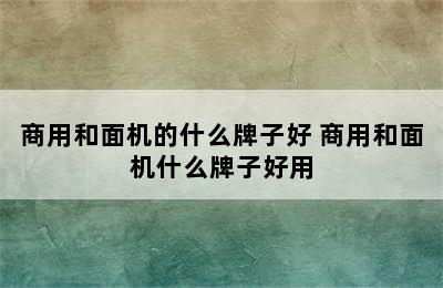 商用和面机的什么牌子好 商用和面机什么牌子好用